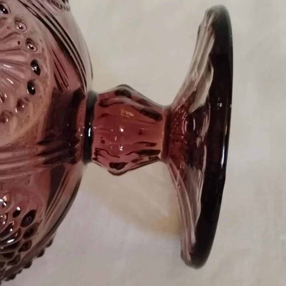 PIONEER WOMAN ADELINE PLUM FOOTED EMBOSSED GLASS DESSERT OR SUNDAE CUP - Picture 8 of 8